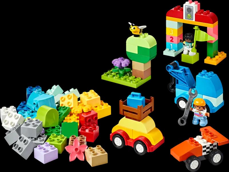 LEGO 10439 Pudełko w kształcie klocka z autami i ciężarówkami