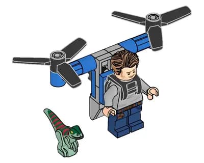 LEGO 122328 Owen z plecakiem odrzutowym i raptorem