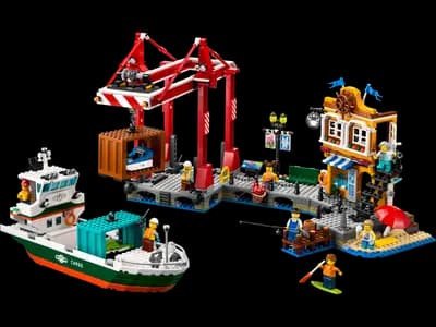 LEGO 60422 Nadmorski port ze statkiem towarowym