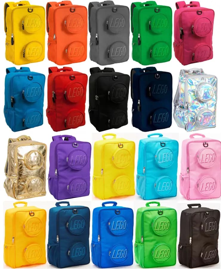 LEGO 5005520 Brick 1 x 2 Backpack - Front Zipper (All Colors)