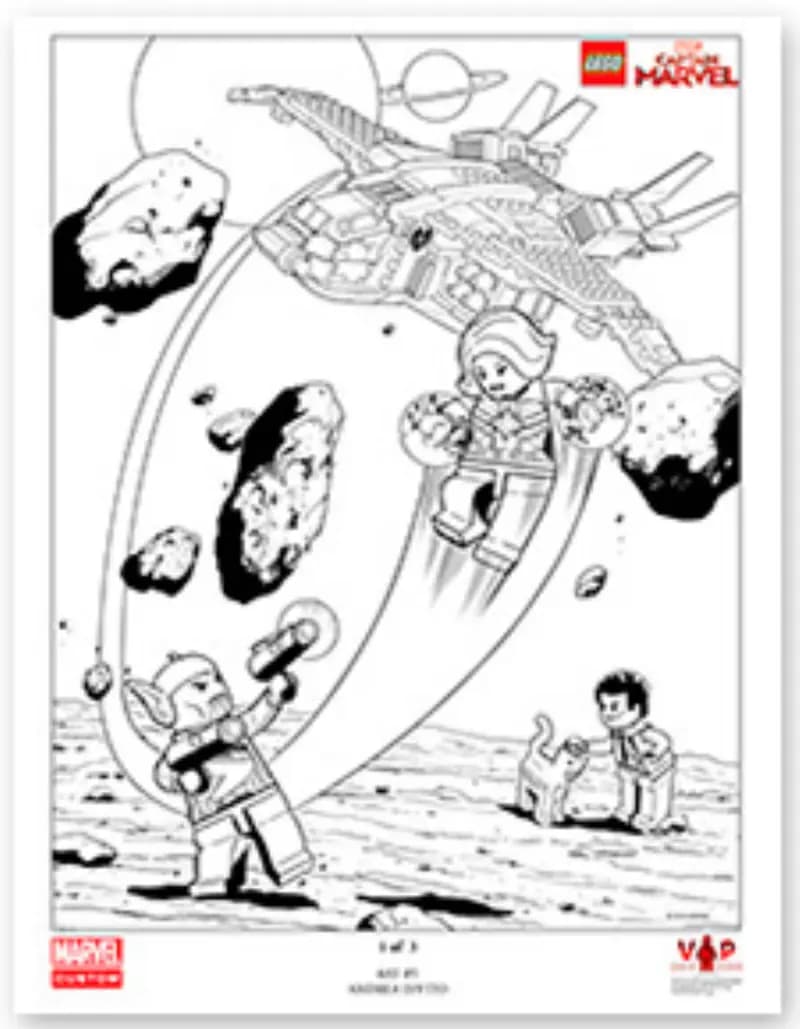 LEGO 5005876 Captain Marvel Black & White Art Print