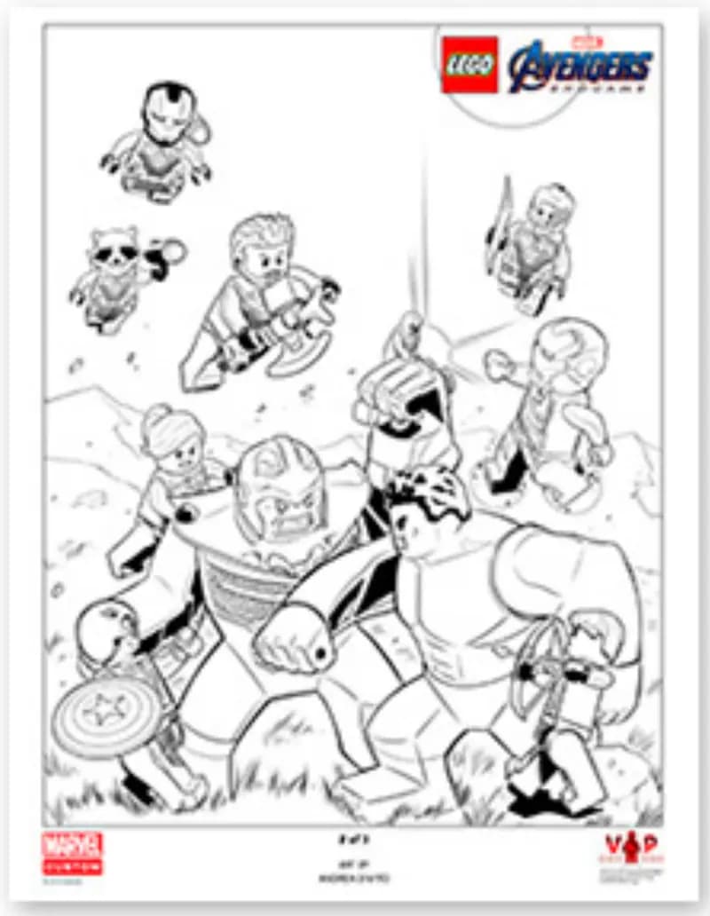 LEGO 5005882 Avengers: Endgame Black & White Art Print (Signed Sketch)