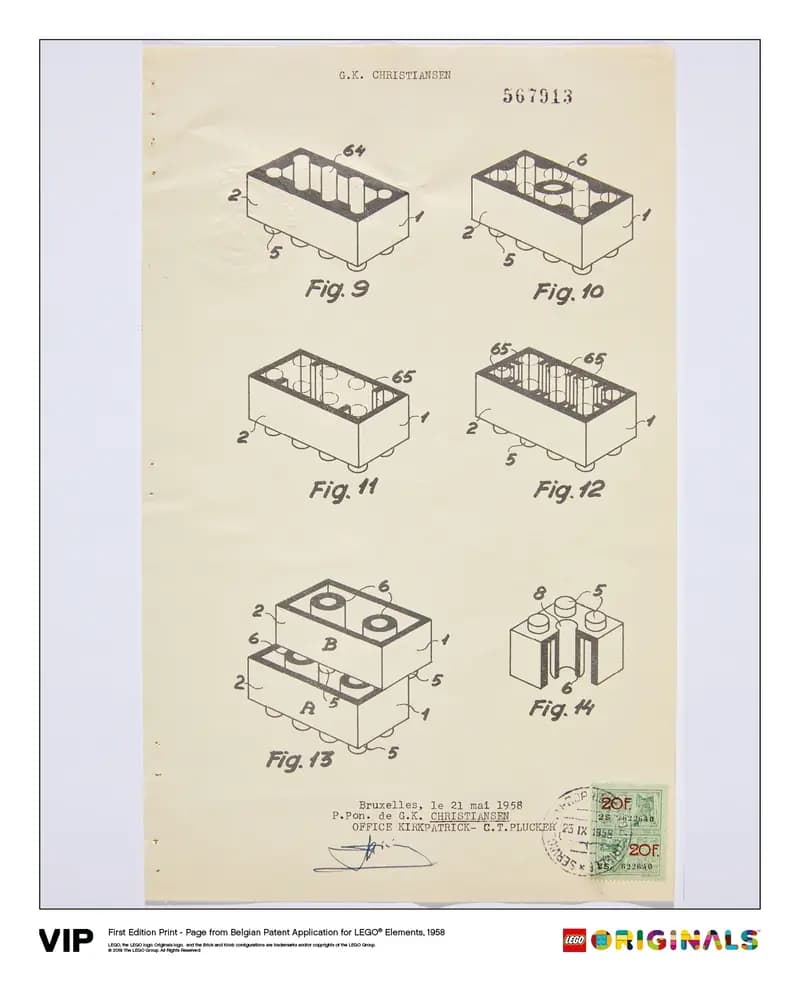 LEGO 5005996 Belgian Patent LEGO Elements 1958