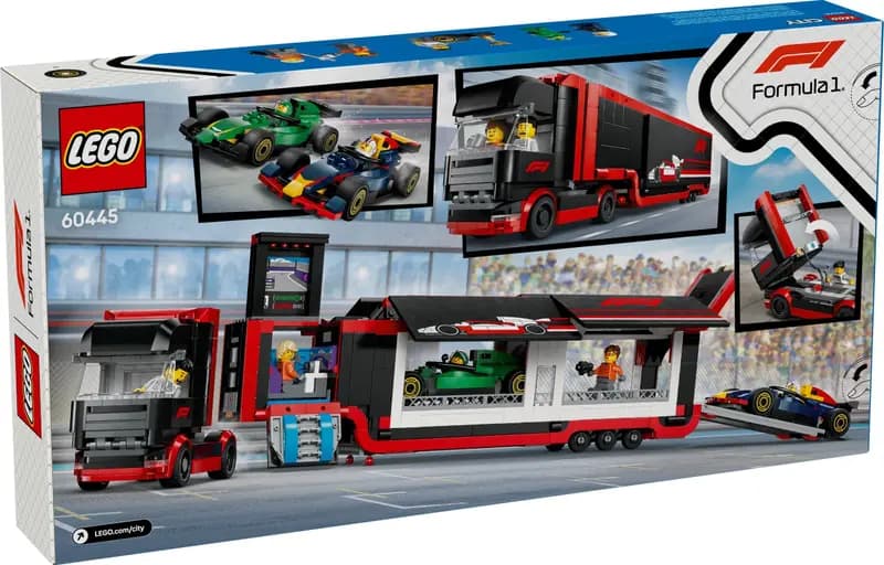 LEGO 60445 F1 Ciężarówka z bolidami RB20 i AMR24 F1