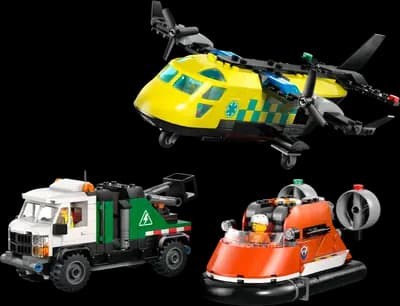 LEGO 60505 Zestaw z samolotem, ciężarówką serwisową i poduszkowcem