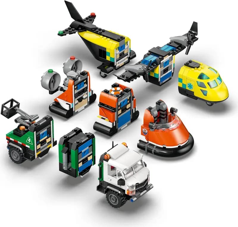 LEGO 60505 Zestaw z samolotem, ciężarówką serwisową i poduszkowcem