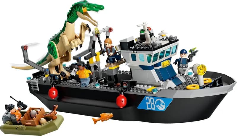 LEGO 76942 Barionyks i ucieczka łodzią