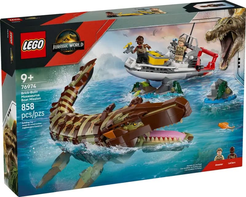 LEGO 76974 Misja na łodzi i model mozazaura