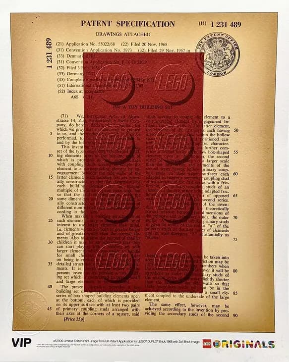 LEGO UKDUPLOPATENT UK Patent LEGO DUPLO Brick 1968 Art Print